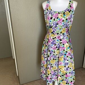 Donna Ricco designer made dress, fully lined, spring colored floral print 10